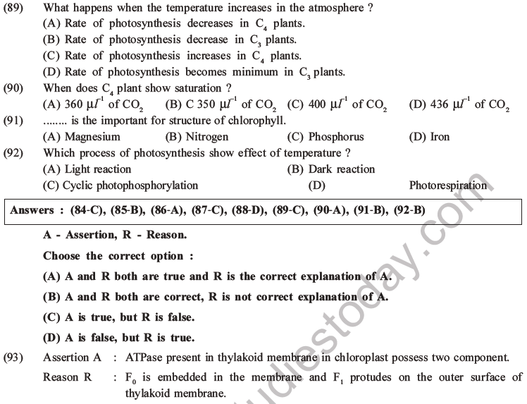 NEET Biology Photosynthesis MCQs Set A-38