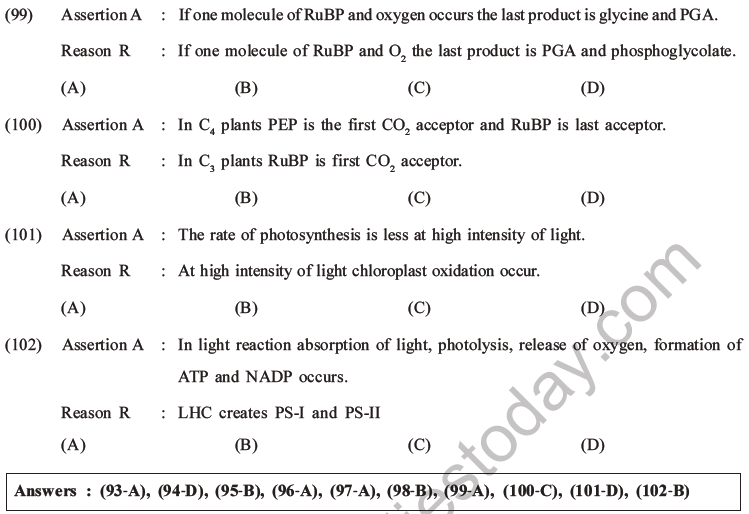 NEET Biology Photosynthesis MCQs Set A-40