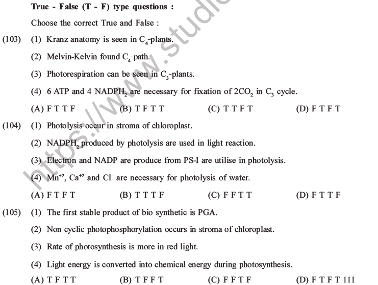 NEET Biology Photosynthesis MCQs Set A-41