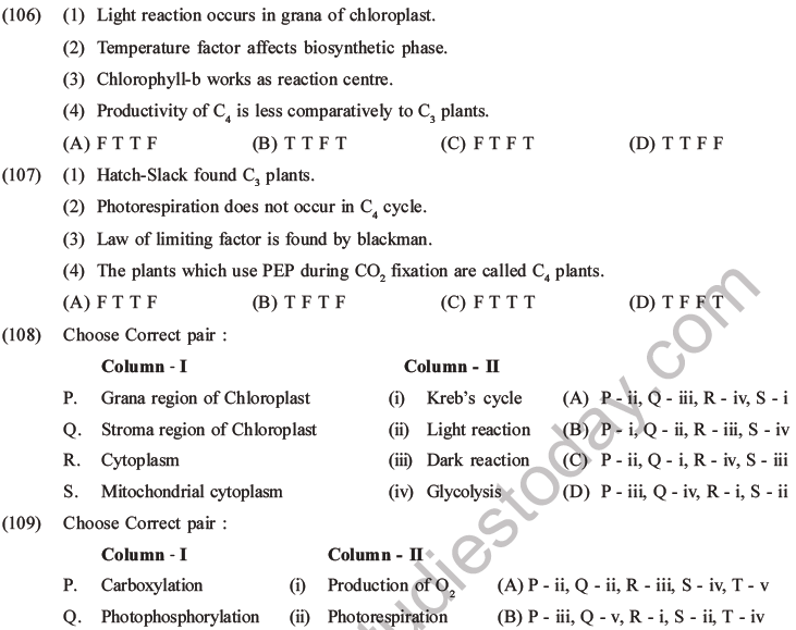 NEET Biology Photosynthesis MCQs Set A-42
