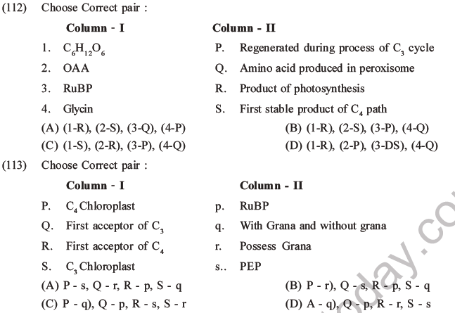 NEET Biology Photosynthesis MCQs Set A-44