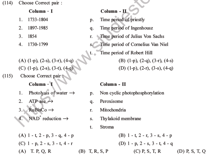 NEET Biology Photosynthesis MCQs Set A-45