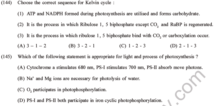 NEET Biology Photosynthesis MCQs Set A-54