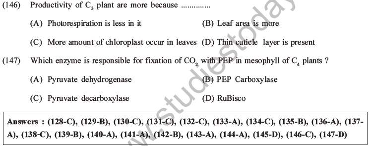 NEET Biology Photosynthesis MCQs Set A-55