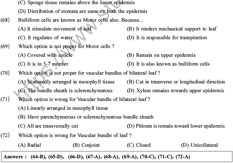 NEET Biology Plant Anatomy Plant Tissues MCQs Set A-22