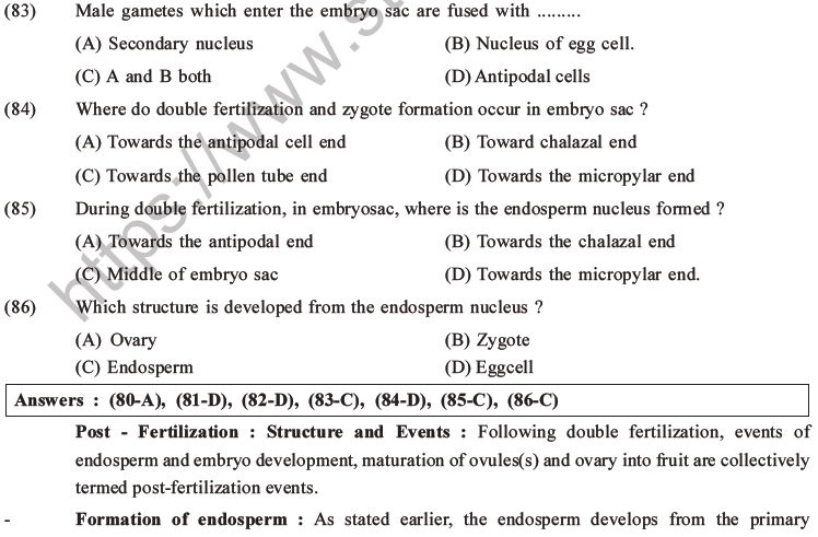 NEET Biology Reproduction in Flowering Plants MCQs Set A-14