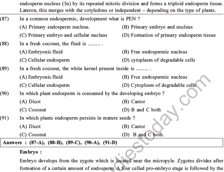 NEET Biology Reproduction in Flowering Plants MCQs Set A-15