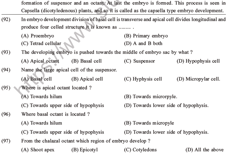 NEET Biology Reproduction in Flowering Plants MCQs Set A-16