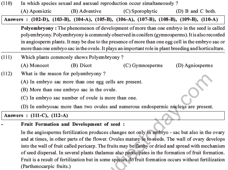 NEET Biology Reproduction in Flowering Plants MCQs Set A-19