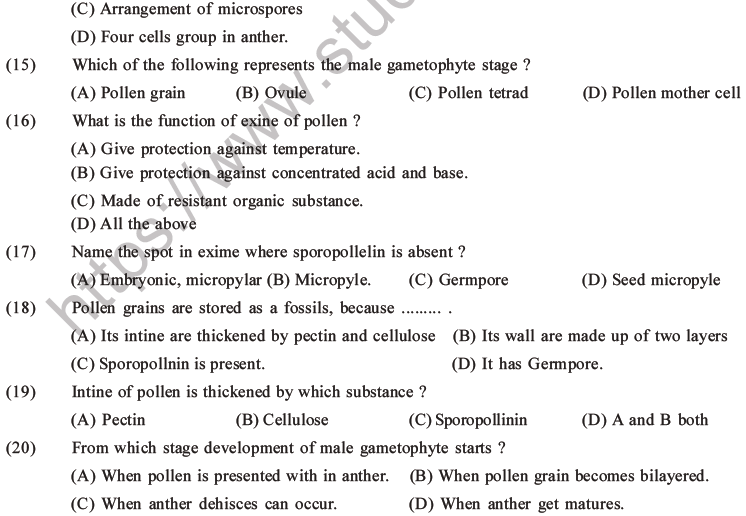 NEET Biology Reproduction in Flowering Plants MCQs Set A-2