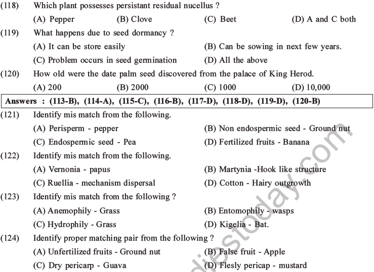 NEET Biology Reproduction in Flowering Plants MCQs Set A-21