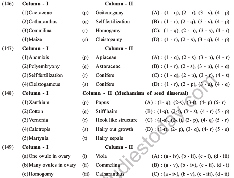 NEET Biology Reproduction in Flowering Plants MCQs Set A-27