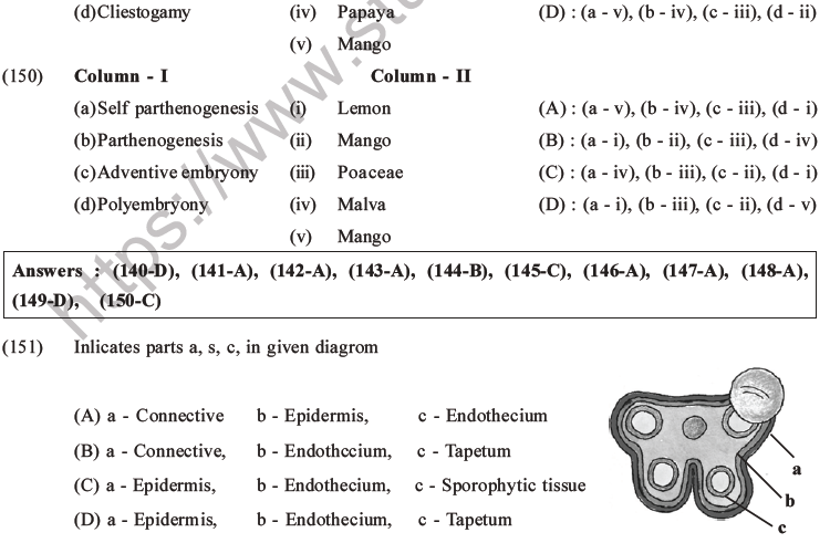 NEET Biology Reproduction in Flowering Plants MCQs Set A-28