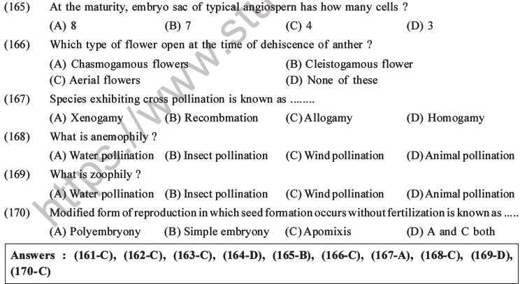 NEET Biology Reproduction in Flowering Plants MCQs Set A-32