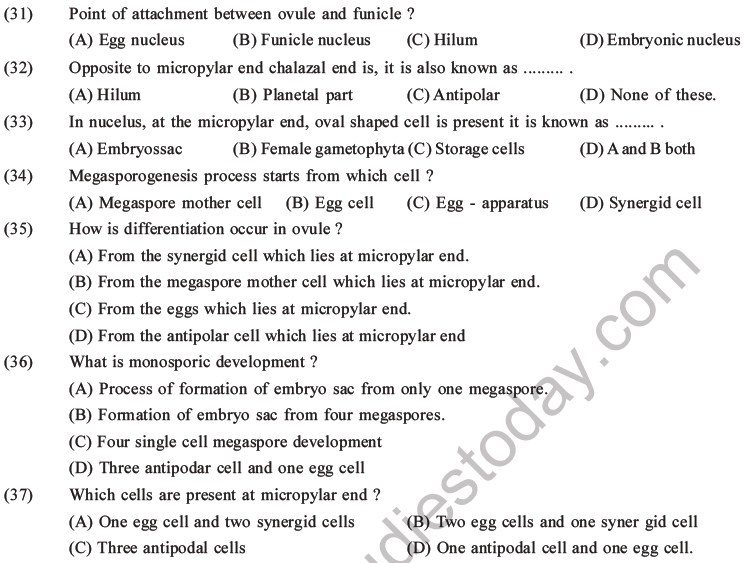 NEET Biology Reproduction in Flowering Plants MCQs Set A-5