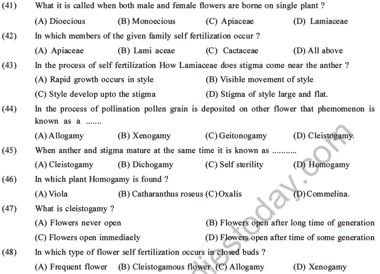 NEET Biology Reproduction in Flowering Plants MCQs Set A-7