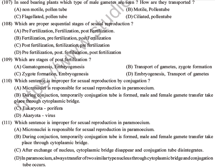 NEET Biology Reproduction in Organisms MCQs Set A-40