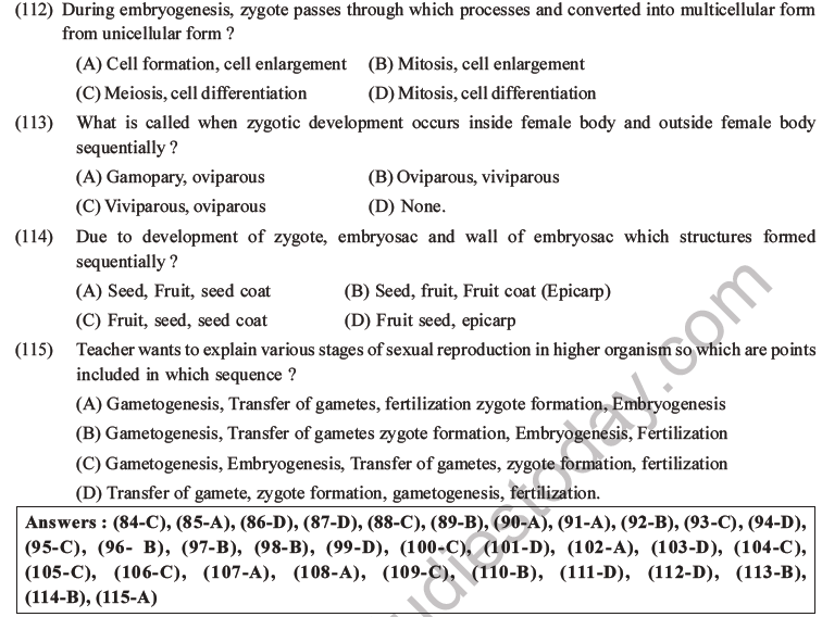 NEET Biology Reproduction in Organisms MCQs Set A-41