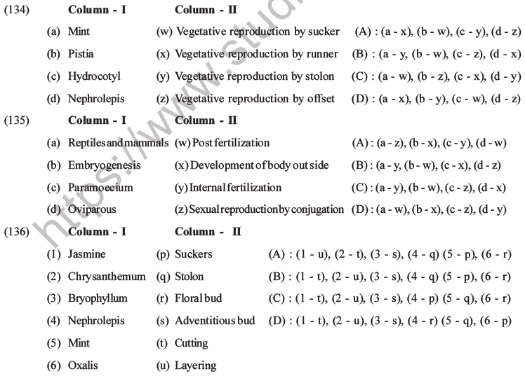 NEET Biology Reproduction in Organisms MCQs Set A-46