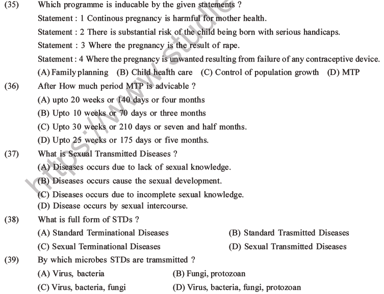 NEET Biology Reproductive Health MCQs Set A-12