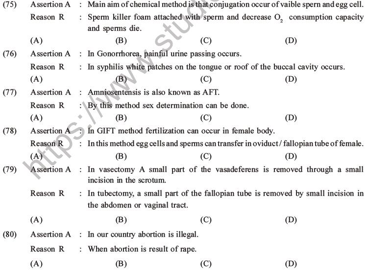 NEET Biology Reproductive Health MCQs Set A-22