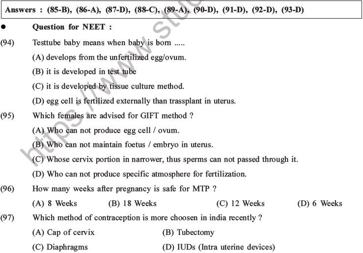 NEET Biology Reproductive Health MCQs Set A-26