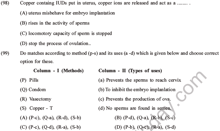 NEET Biology Reproductive Health MCQs Set A-27