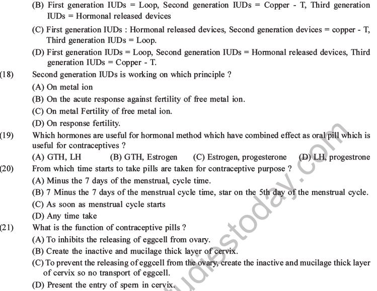 NEET Biology Reproductive Health MCQs Set A-5