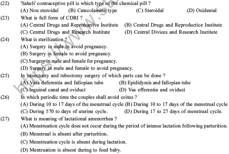 NEET Biology Reproductive Health MCQs Set A-6