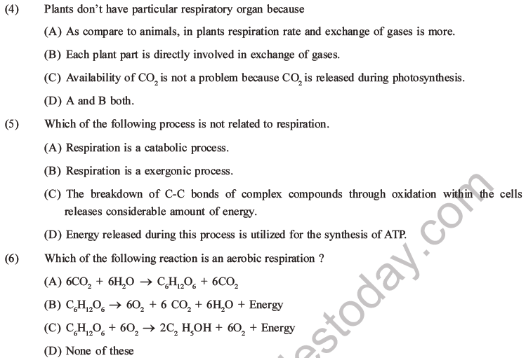 NEET Biology Respiration MCQs Set A-1