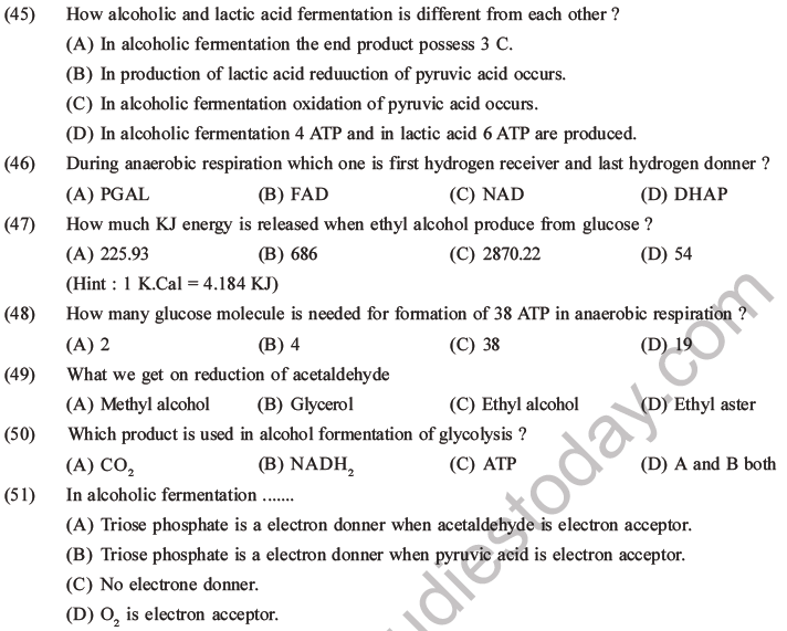 NEET Biology Respiration MCQs Set A-17