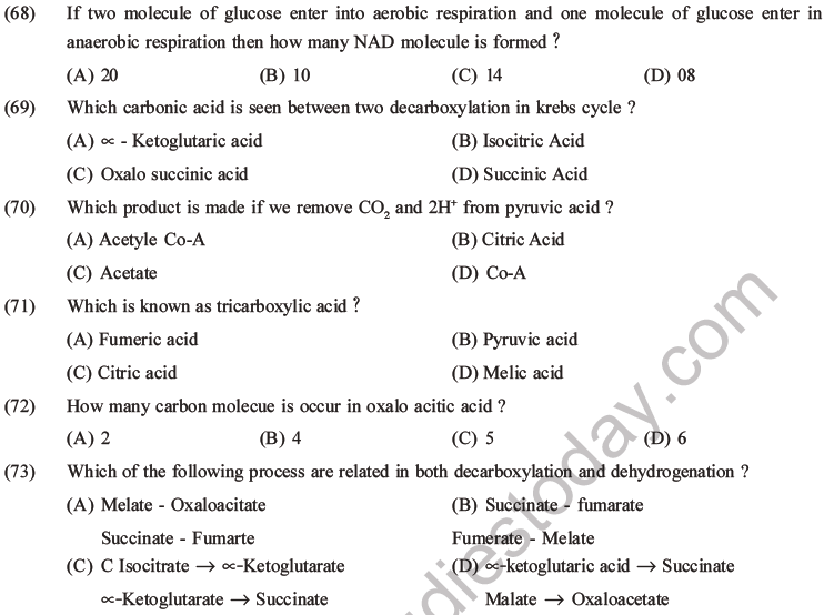 NEET Biology Respiration MCQs Set A-25