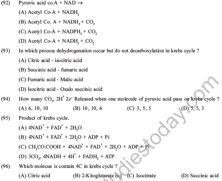 NEET Biology Respiration MCQs Set A-29