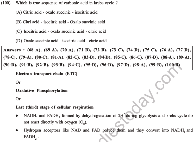 NEET Biology Respiration MCQs Set A-31