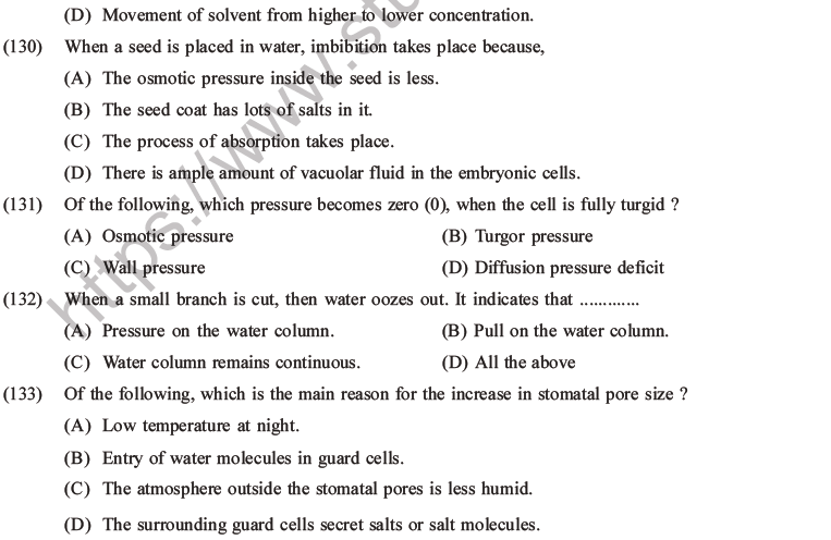 NEET Biology Transport in Plants MCQs Set A-14