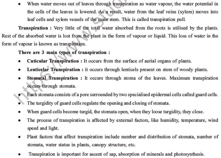 NEET Biology Transport in Plants MCQs Set A-8