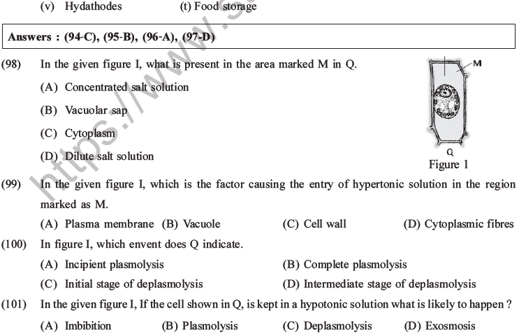 NEET Biology Transport in Plants MCQs Set A-Q98