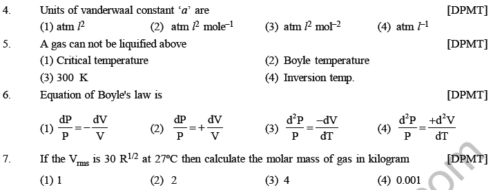 NEET Chemistry Gaseous State MCQs Set D-