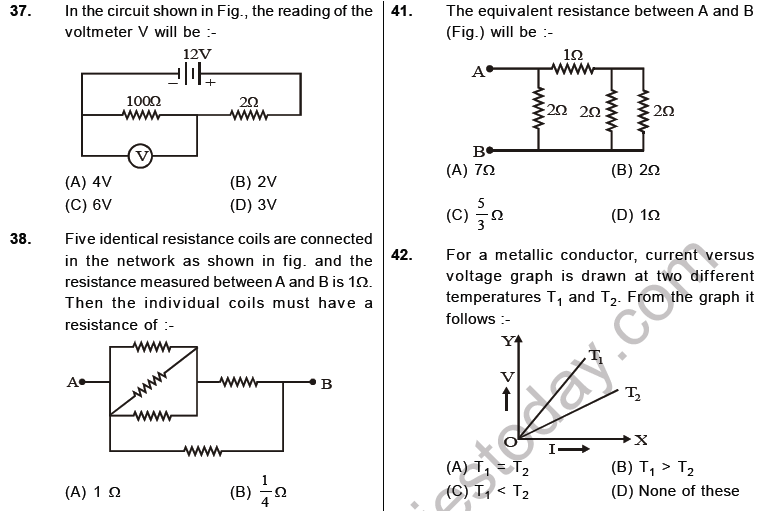 NEET Physics Electricity MCQs Set B-1