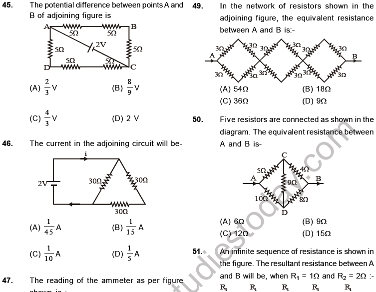 NEET Physics Electricity MCQs Set B-3