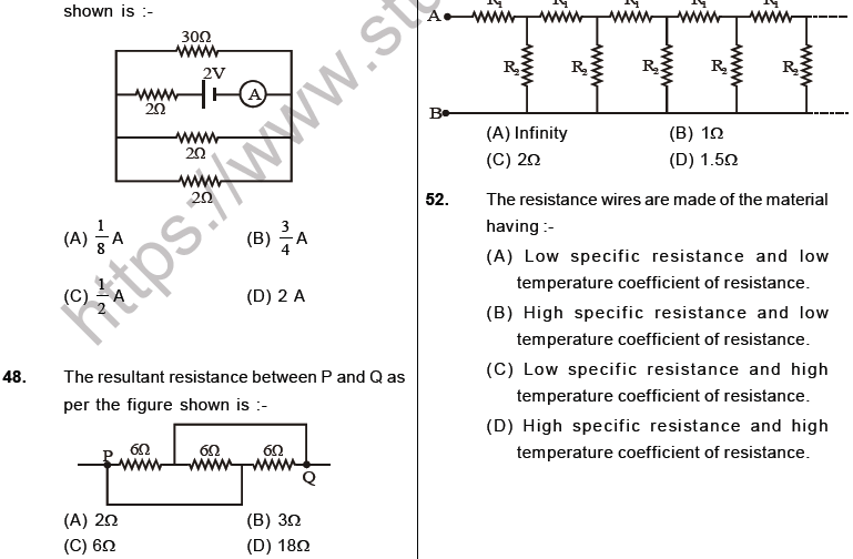 NEET Physics Electricity MCQs Set B-4