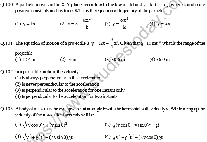 NEET Physics Kinematics MCQs Set A-13