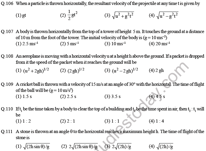 NEET Physics Kinematics MCQs Set A-15