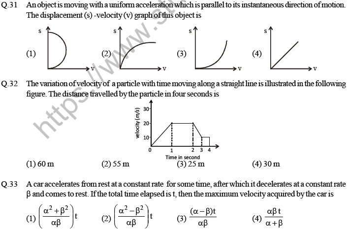 NEET Physics Kinematics MCQs Set A-3