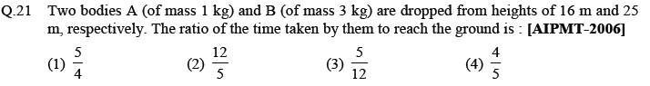 NEET Physics Kinematics MCQs Set D-