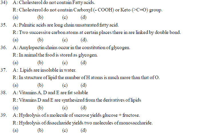 NEET UG Biology Biomolecules 1 MCQs-2