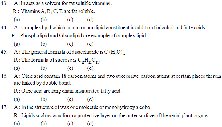 NEET UG Biology Biomolecules 1 MCQs-4