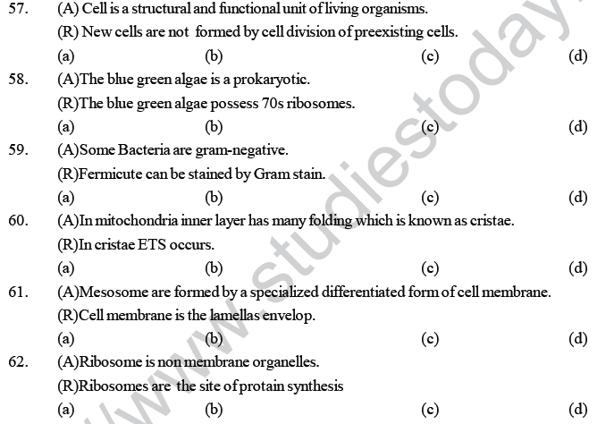 NEET UG Biology Cell structure MCQs-