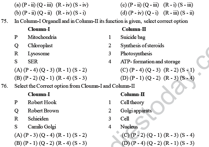 NEET UG Biology Cell structure MCQs-4