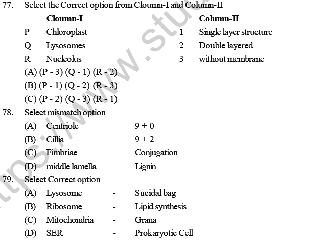 NEET UG Biology Cell structure MCQs-5